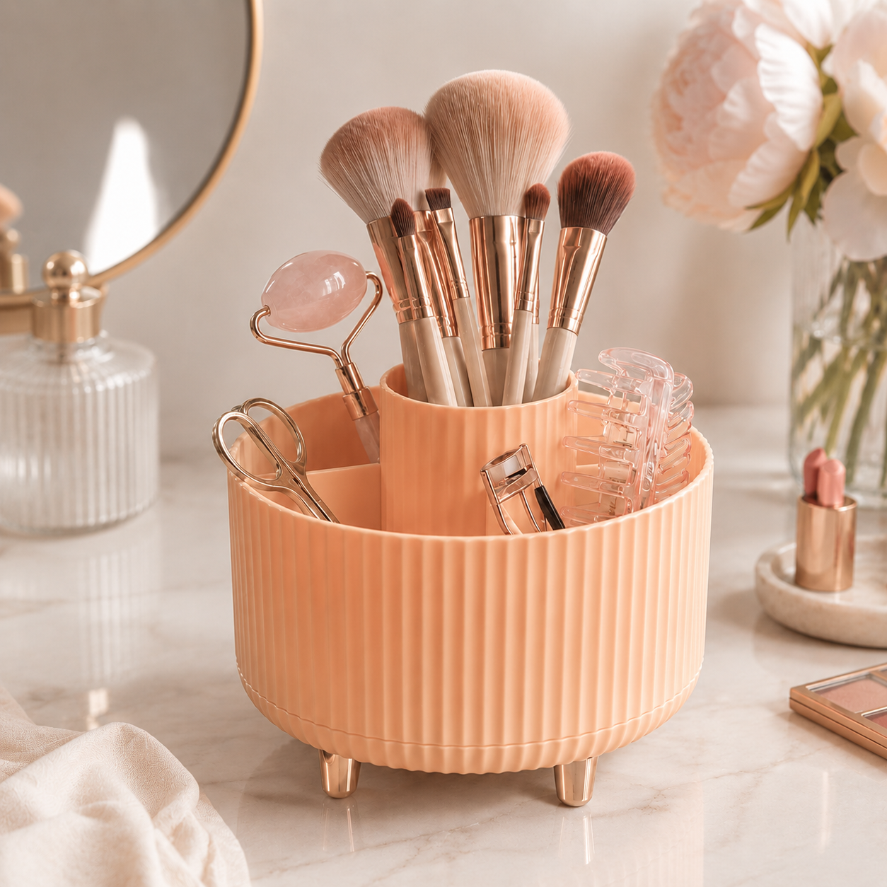 360° Rotating 5-Compartment Makeup Organiser