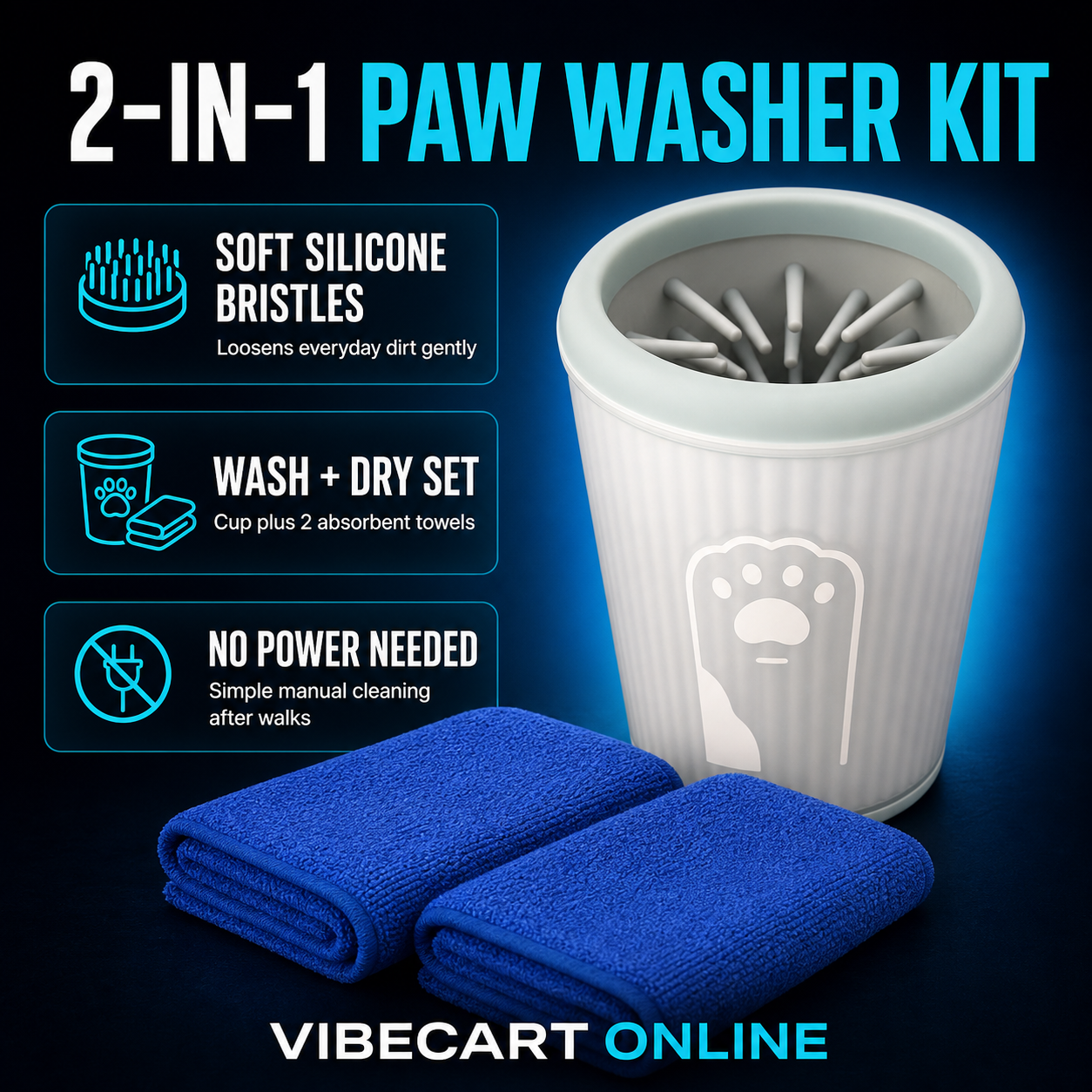 2-in-1 Dog Paw Washer & Drying Towel Kit