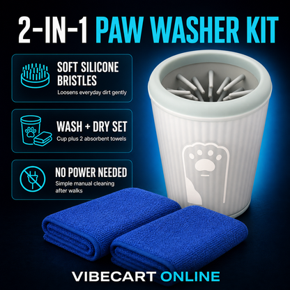 2-in-1 Dog Paw Washer & Drying Towel Kit