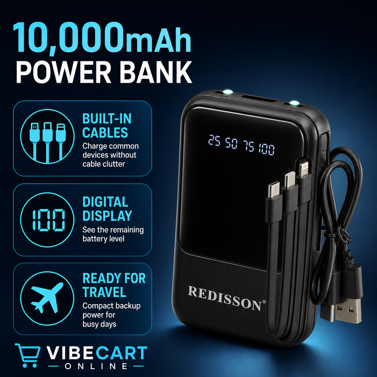 REDISSON 10,000mAh 22.5W Fast-Charge Power Bank