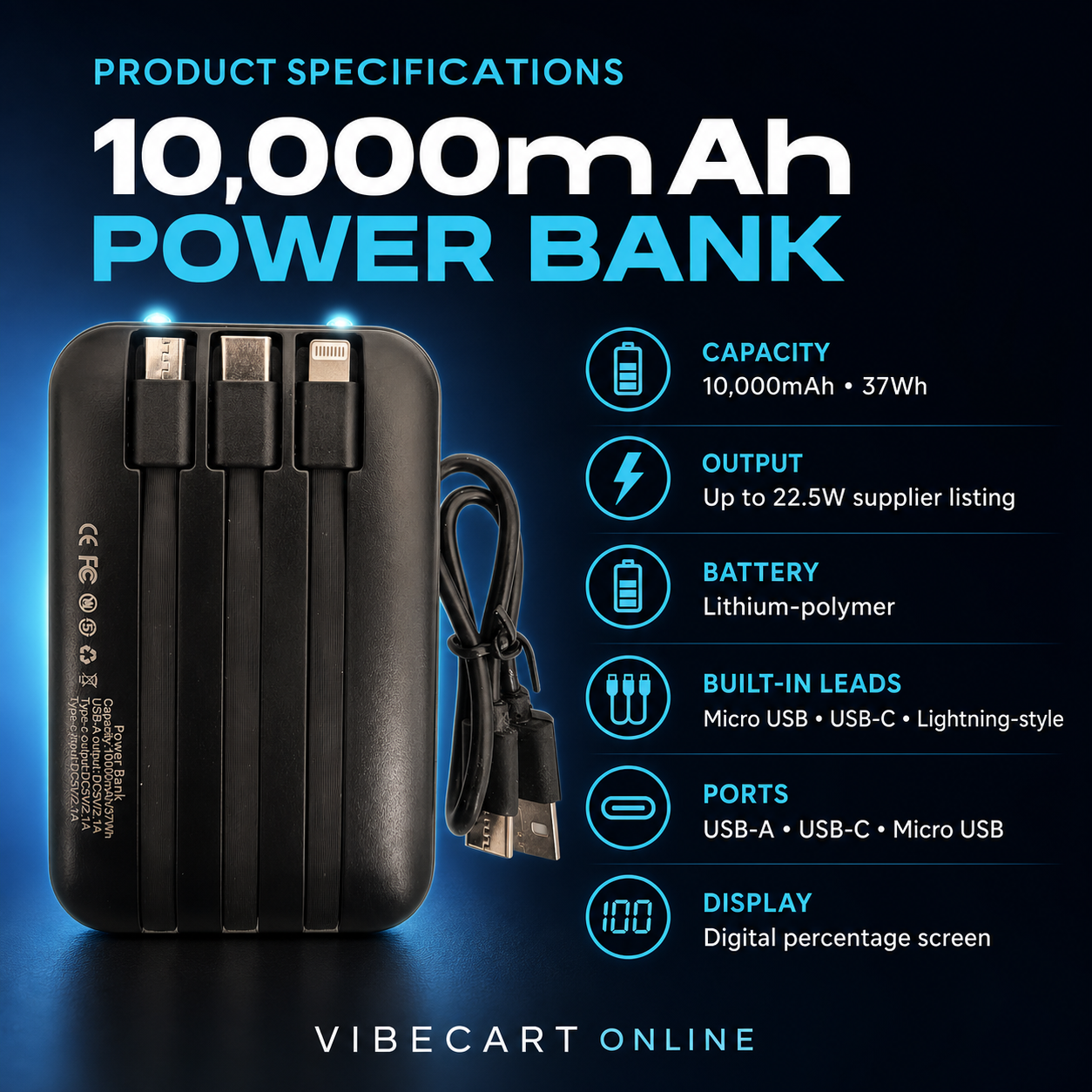 REDISSON 10,000mAh 22.5W Fast-Charge Power Bank