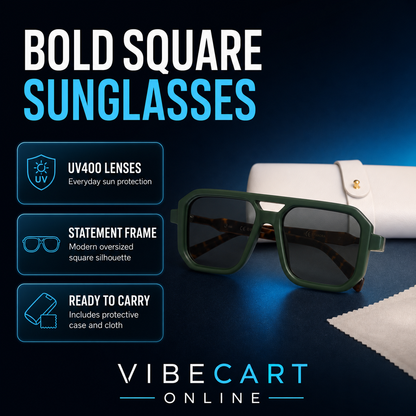 TITANORA Green UV400 Square Sunglasses