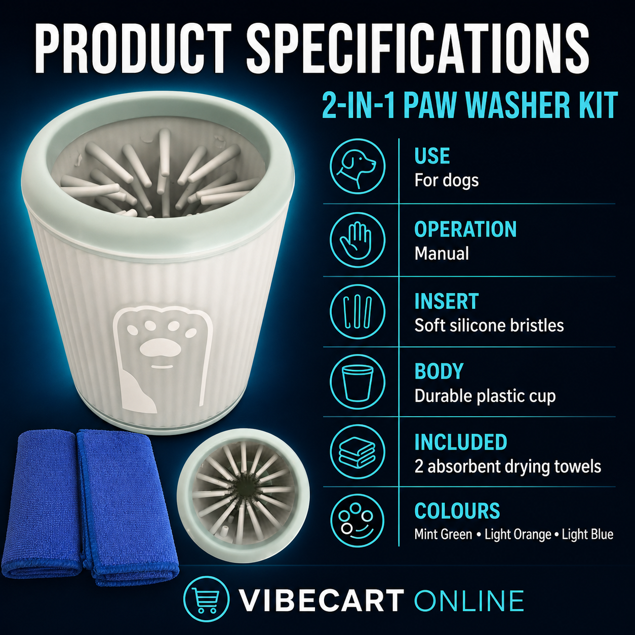 2-in-1 Dog Paw Washer & Drying Towel Kit