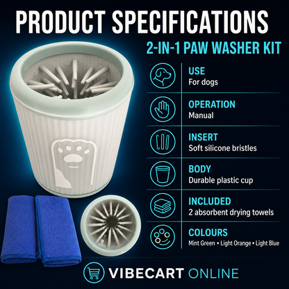 2-in-1 Dog Paw Washer & Drying Towel Kit