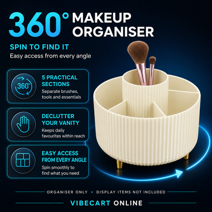 360° Rotating 5-Compartment Makeup Organiser