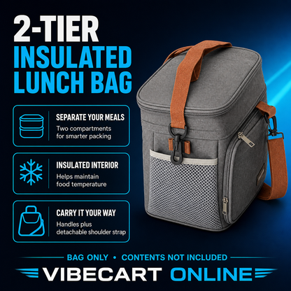 Two-Tier Insulated Lunch Bag with Shoulder Strap