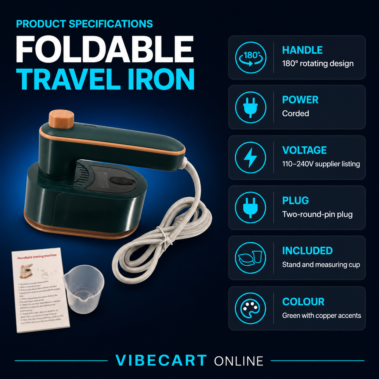Foldable 180° Travel Mini Iron