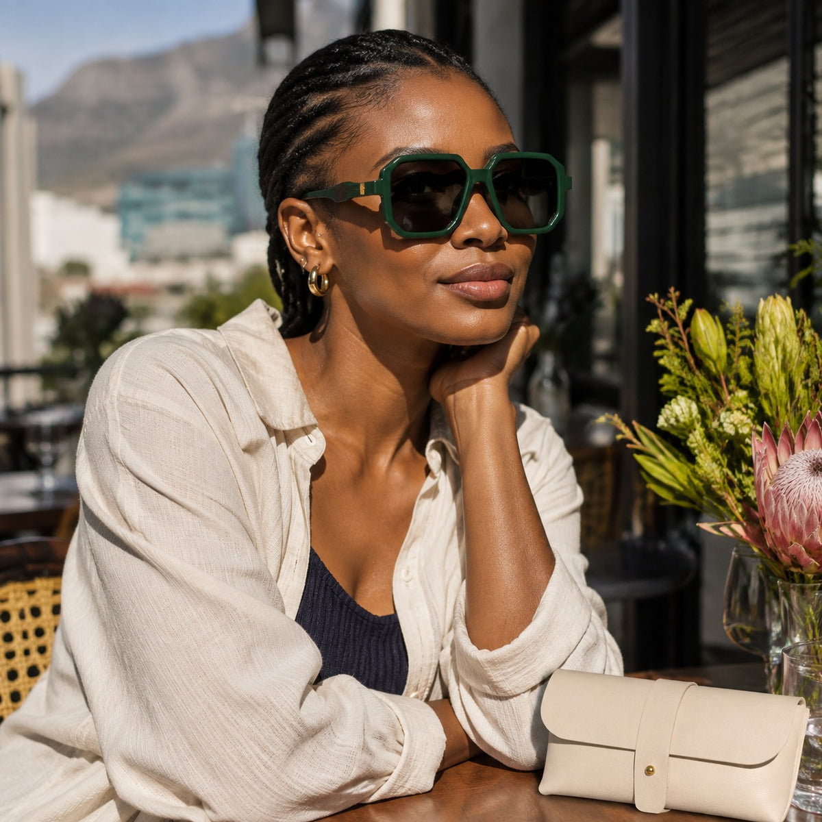 TITANORA Green UV400 Square Sunglasses