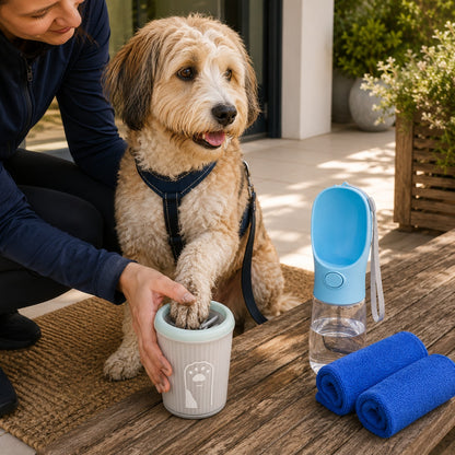 2-in-1 Dog Paw Washer & Drying Towel Kit