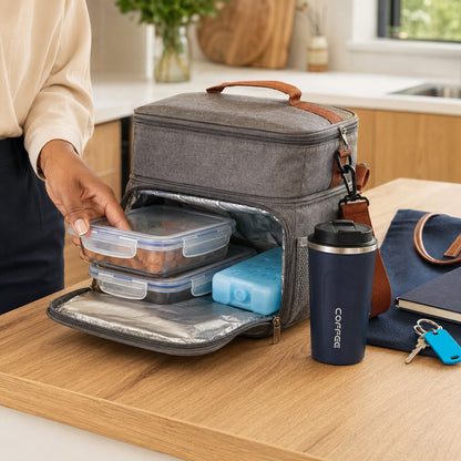 Two-Tier Insulated Lunch Bag — Hot & Cold, All Day Long