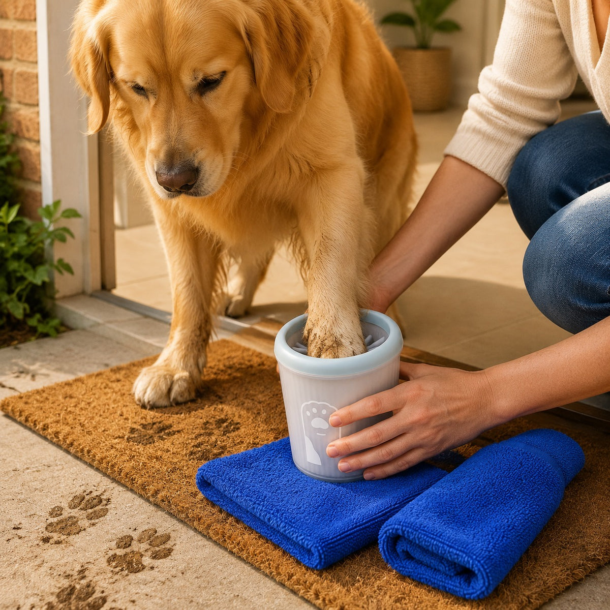 2-in-1 Dog Paw Washer & Drying Towel Kit