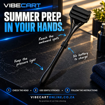 Back shaver use notes with light-pressure guidance