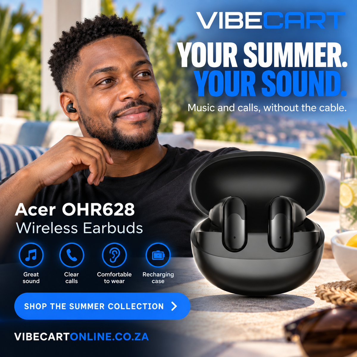 Acer OHR628 earbuds summer product advertisement