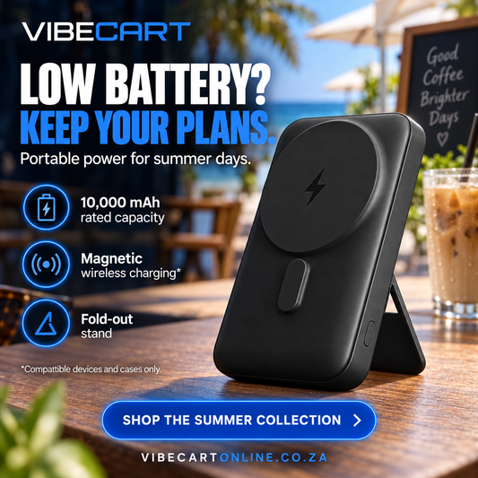 Black magnetic power bank summer product advertisement