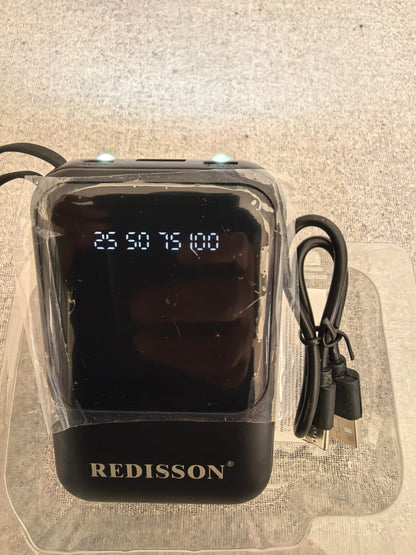 Black REDISSON 10000mAh power bank with digital battery display