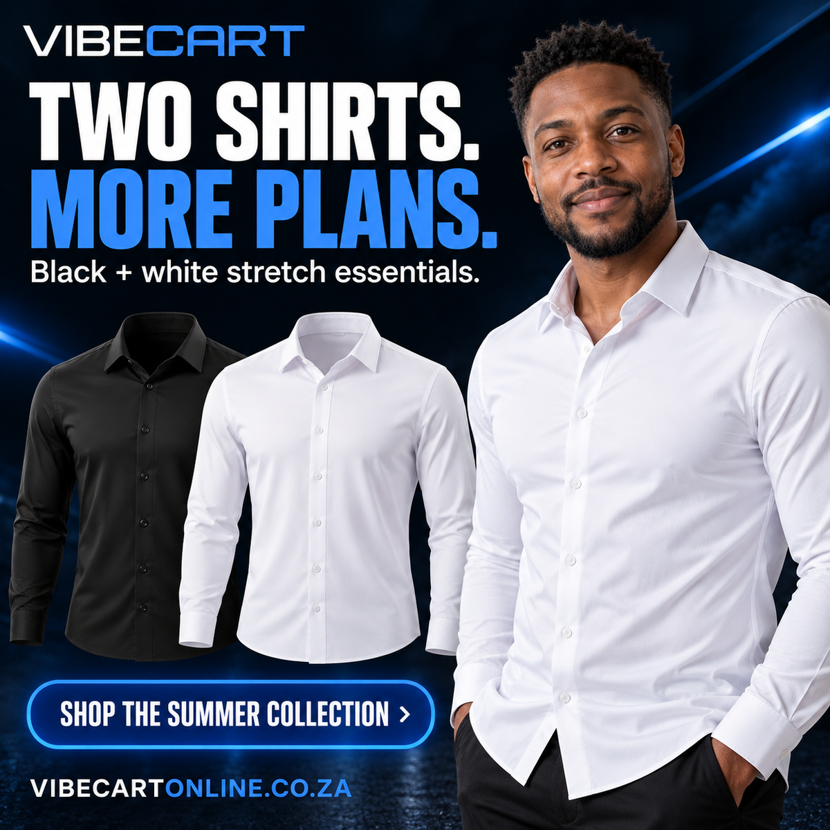 Black and white two-shirt pack summer advertisement
