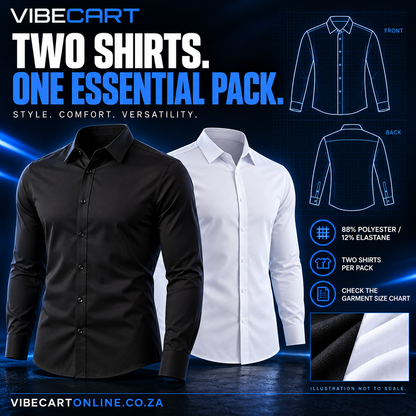 Two-pack shirt composition and size chart guidance