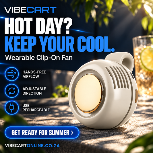 VibeCart wearable clip-on fan summer product advertisement